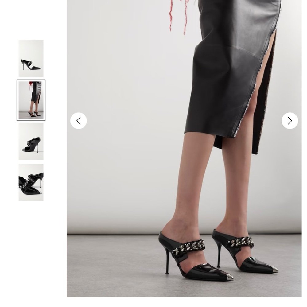 Black Chain-Embellished Mules